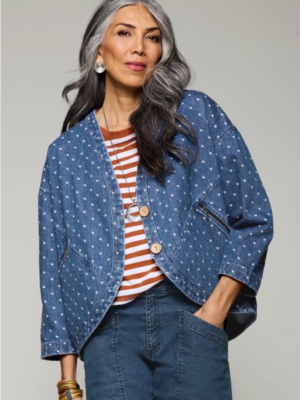 Lisa Bayne Denim Dot Jacket